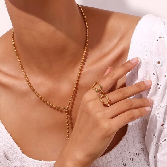 NWT Buckle Ring Sz.8 18K Gold Plated Green Zircon CZ Detail Boho Western - Picture 2 of 10